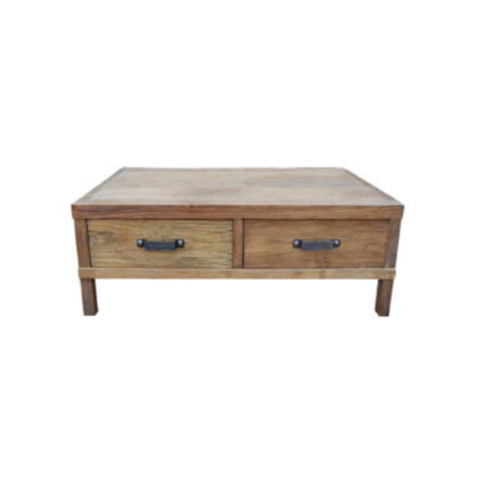 Recycled Elm Coffee Table 2 Drawer